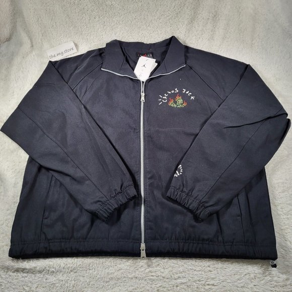 Air Jordan x Travis Scott Cactus Jack Mens Woven Graphic Jacket DO4095-010 Sz XL - Picture 1 of 11